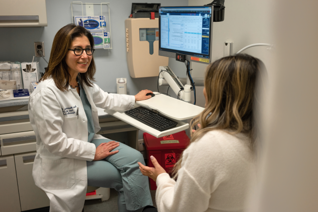 Cancer survivor Grace Geaga and UCLA's Dr. Sanaz Memarzadeh