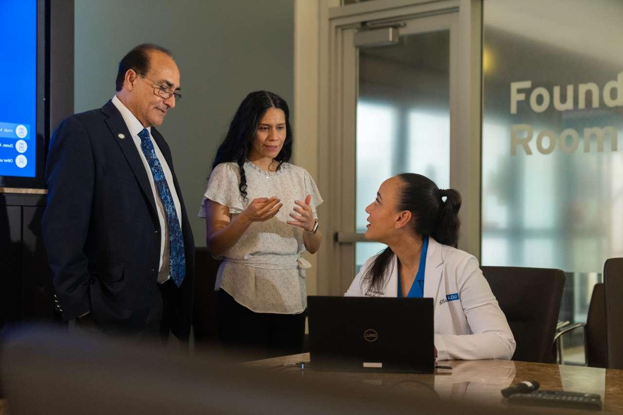 UCLA Jonsson Cancer Center JEDI team members Ashley Prosper, MD, Maria Garcia-Jimenez, MD, Jay Vadgama