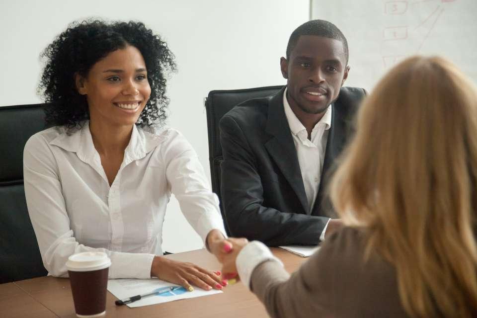 Woman at a job interview